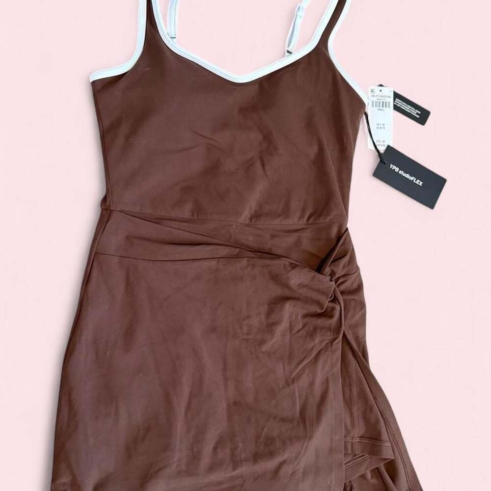 Abercrombie & Fitch YPB Brown Twist Front Dress with White Trim